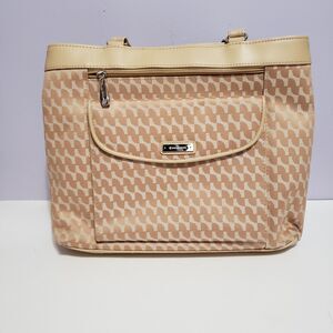 S Collection Tan Brown Vinyl Handle Large Purse Women's Handbag 11"×12"×4"
